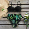 High Waist Bikini Set Women Bikini Flower Swimwear Women High Waist Bikini Halter Two Piece Bathing Suits Tummy Control Swimsuit Push Up Swimwear Vintage Halter Neck Swimsuit Female Green Bathing Suit by Stevvex