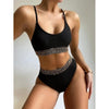 Luxury Women Black Bikini High Waist Swimwear Female 2 Pieces Set Swimsuit Bathing Suit Women Beach Women's High Waisted Bandage Bikini Set Two Piece Push Up Swimsuits by Stevvex