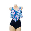 Women High Waist Bikini Plus Size Swimwear Summer Swimsuit Beach Bathing Suit Ruffle Bikini Floral Printed Ruffle High Waist Bikini Set Women's Tummy Control Bathing Suit Swimsuit Flounce Peplum by Stevvex