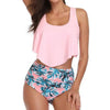 Women High Waist Bikini Plus Size Swimwear Summer Swimsuit Beach Bathing Suit Ruffle Bikini Floral Printed Ruffle High Waist Bikini Set Women's Tummy Control Bathing Suit Swimsuit Flounce Peplum by Stevvex