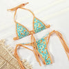 Summer Bikini Luxury Swimwear Women Folds Bikini Set Women's Bikini Set Two Piece Ribbed Front Back Self-tie Triangle Bikini Charming Bottom Bathing Suit Women Swimsuit Lace Up Bikinis For Beach by Stevvex