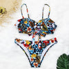 Female Two Piece Swimsuit Low Waist Bikini Floral Printing Swimwear Push Up Bathing Suit Detachable Padded Push Up Striped Bikini Set Two Piece Swimsuit Ladies Vintage Lace Bikini Sets Beach Swimwear by Stevvex