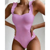 Luxury Black Female Swimsuit Vintage One Piece Ruffled Push Up Tummy Control Swimwear Halter One Piece Slimming Retro Swimsuit Women's Plus Size Push Up Bathing Suit Solid Red Swimwear Women Padded Bathing Suits by Stevvex