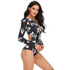 Surfing Swimsuit For Women Bikini Long Sleeve Swimwear Tiger Print Push Up Summer Bath Suit Two Piece Surfing Rash Guard Bikini Long Sleeve Swimsuit Set by Stevvex