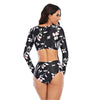 Surfing Swimsuit For Women Bikini Long Sleeve Swimwear Tiger Print Push Up Summer Bath Suit Two Piece Surfing Rash Guard Bikini Long Sleeve Swimsuit Set by Stevvex