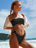 Bikinis Swimsuit Women Push Up Bikini Set Female Swimwear Women's Strapless Solid Color 2 Pieces Bathing Suit Swimsuit Swimsuits Off Shoulder High Waist Bathing Suit High Cut Swimwear For Summer by Stevvex