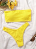 Bikinis Swimsuit Women Push Up Bikini Set Female Swimwear Women's Strapless Solid Color 2 Pieces Bathing Suit Swimsuit Swimsuits Off Shoulder High Waist Bathing Suit High Cut Swimwear For Summer by Stevvex