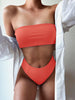 Bikinis Swimsuit Women Push Up Bikini Set Female Swimwear Women's Strapless Solid Color 2 Pieces Bathing Suit Swimsuit Swimsuits Off Shoulder High Waist Bathing Suit High Cut Swimwear For Summer by Stevvex