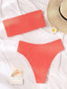 Bikinis Swimsuit Women Push Up Bikini Set Female Swimwear Women's Strapless Solid Color 2 Pieces Bathing Suit Swimsuit Swimsuits Off Shoulder High Waist Bathing Suit High Cut Swimwear For Summer by Stevvex