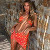 3-Piece Bikinis Suit Halter Polka Dot Swimwear Women Beachwear Women's 3 Piece Bikini Set Swimsuit Cover Ups Sheer Sarongs Beach Wrap Skirt Bathing Suit Swimsuit Female Holiday Beach Skirt Bikini Set by Stevvex
