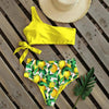 Bikinis Women New One Shoulder Swimwear High Waist Swimsuit Bandage Bathing Suits Beach Wear Female Lace Two Piece Swim Dress with Bikini Bottom Bathing Suits by Stevvex