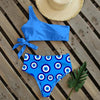Bikinis Women New One Shoulder Swimwear High Waist Swimsuit Bandage Bathing Suits Beach Wear Female Lace Two Piece Swim Dress with Bikini Bottom Bathing Suits by Stevvex
