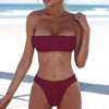 Red Micro Bikini Set Women Swimming Suit Padded Bra Bikini Two-Piece Swimwear Thong Bathing Suit Swimsuit Women's Ribbed Scoop Neck Bikini Thong Bathing Suit Two Piece Swimsuit by Stevvex