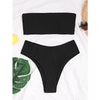 Bikinis Swimsuit Women Push Up Bikini Set Female Swimwear Women's Strapless Solid Color 2 Pieces Bathing Suit Swimsuit Swimsuits Off Shoulder High Waist Bathing Suit High Cut Swimwear For Summer by Stevvex