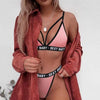 Luxury Summer Swimwear Solid Lingerie Underwear Set Women Letter Solid Patchwork Bikini Set Classic Design Underwear G-String Set Women's Bikini Triangle Solid Two Piece Bathing Suit by Stevvex