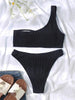 Women One-Shoulder Bikini Swimsuit Women Push Up Swimwear Women's Bathing Suit Comfortable Bikini Ribbed Two Piece Swimsuit Bikini Set Summer Bathing Suit Beach Wear Swimming Suit by Stevvex