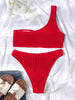 Women One-Shoulder Bikini Swimsuit Women Push Up Swimwear Women's Bathing Suit Comfortable Bikini Ribbed Two Piece Swimsuit Bikini Set Summer Bathing Suit Beach Wear Swimming Suit by Stevvex