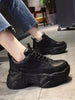 Women Platform Sneakers Leather Casual Ladies Chunky Shoes Woman High Black Fashion Thick Soled Sports Walking Shoes Lace Up Platform Leather Trainers Sneakers by Stevvex