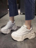 Women Platform Sneakers Leather Casual Ladies Chunky Shoes Woman High Black Fashion Thick Soled Sports Walking Shoes Lace Up Platform Leather Trainers Sneakers by Stevvex