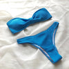 Bikinis Swimsuit Women Push Up Bikini Set Female Swimwear Women's Strapless Solid Color 2 Pieces Bathing Suit Swimsuit Swimsuits Off Shoulder High Waist Bathing Suit High Cut Swimwear For Summer by Stevvex