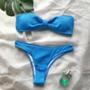 Bikinis Swimsuit Women Push Up Bikini Set Female Swimwear Women's Strapless Solid Color 2 Pieces Bathing Suit Swimsuit Swimsuits Off Shoulder High Waist Bathing Suit High Cut Swimwear For Summer by Stevvex