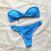 Bikinis Swimsuit Women Push Up Bikini Set Female Swimwear Women's Strapless Solid Color 2 Pieces Bathing Suit Swimsuit Swimsuits Off Shoulder High Waist Bathing Suit High Cut Swimwear For Summer by Stevvex