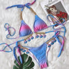 Luxury Diamond Bikini Halter Push Up Swimwear Women's Beach Bikini Crystal Side Bottom Triangle Bikini Halter Swimsuits Women Swimsuit Female Strappy Bikini Set Summer Party Bathing Suit Beachwear by Stevvex