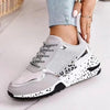 Women Sneakers Leopard Print Lace-Up Women's Vulcanize Shoes Sports Sneakers Breathable Height Increasing Walking Jogging Sneakers Gold Silver Sport Running Women's Sneakers by Stevvex