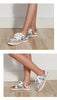New Popular Womens Shoes Colorful Beautiful Flower Printing Shoes Lace-up Flat Women's Casual Womens Sneakers High-Quality Women's White Sports Casual Couple Shoes Summer Trainers Walking Sneakers by Stevvex