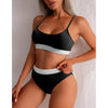 High Waist Bikinis Swimwear Women Push Up Swimsuits Solid High Waist Bikini Sets Sporty Two Pieces Swimsuit Scoop Neck Bathing Suits for Women Ribbed Bathing Suits High Cut Summer Beachwear by Stevvex