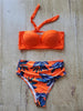Leaf Floral Bikini Set Women Backless High-Waist Two Pieces Swimwear Beach Bathing Suits Swimsuits Women's Ruffle Bandage Bikini High Waist Bottoms Two Piece Swimsuits by Stevvex