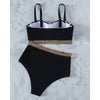 Luxury Women Black Bikini High Waist Swimwear Female 2 Pieces Set Swimsuit Bathing Suit Women Beach Women's High Waisted Bandage Bikini Set Two Piece Push Up Swimsuits by Stevvex
