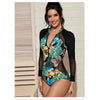 Surfing Swimsuit For Women Bikini Long Sleeve Swimwear Tiger Print Push Up Summer Bath Suit Two Piece Surfing Rash Guard Bikini Long Sleeve Swimsuit Set by Stevvex