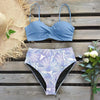 Bikini Swimsuit Women Swimwear Push Up Bikinis Set Leaf Print Female High Waist Swimming Suits For Bathing Suit Women Swimsuit Floral Print Bathing Suit Twist Front High Waist Bikini Set by Stevvex