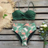 Bikini Swimsuit Women Swimwear Push Up Bikinis Set Leaf Print Female High Waist Swimming Suits For Bathing Suit Women Swimsuit Floral Print Bathing Suit Twist Front High Waist Bikini Set by Stevvex
