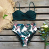 Bikini Swimsuit Women Swimwear Push Up Bikinis Set Leaf Print Female High Waist Swimming Suits For Bathing Suit Women Swimsuit Floral Print Bathing Suit Twist Front High Waist Bikini Set by Stevvex