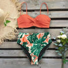 Bikini Swimsuit Women Swimwear Push Up Bikinis Set Leaf Print Female High Waist Swimming Suits For Bathing Suit Women Swimsuit Floral Print Bathing Suit Twist Front High Waist Bikini Set by Stevvex