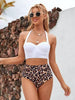 Leaf Floral Bikini Set Women Backless High-Waist Two Pieces Swimwear Beach Bathing Suits Swimsuits Women's Ruffle Bandage Bikini High Waist Bottoms Two Piece Swimsuits by Stevvex