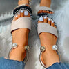 New Summer Women's Pearly Sandals Slippers Shoes Women Flats Sandals Flip Flop Casual Flat Slingback Pearl Sandals Fashion Beach Flip Flops Sandals Outdoor Slippers Round Toe Shoes by Stevvex