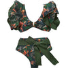 Two-Pieces Women Floral Push-Up Padded Bra Ruffles Bikini Set Swimsuit Swimwear Bathing Suit Beachwear Floral Printed Swimsuit Knotted String Triangle Bikini Tie Side High Cut Cheeky Bikini Set by Stevvex