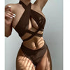 Halter Hollow Cross Bikinis Set Swimsuit Women's New Solid Two-Piece Swimwear Two Piece Swimsuit Halter Crisscross Cut Out Bikini Wrap Top with High Waist Bottom Beach Swimwear Summer Beachwear Woman Bath Bathing Suit by Stevvex