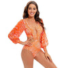 Surfing Swimsuit For Women Bikini Long Sleeve Swimwear Tiger Print Push Up Summer Bath Suit Two Piece Surfing Rash Guard Bikini Long Sleeve Swimsuit Set by Stevvex