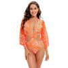 Surfing Swimsuit For Women Bikini Long Sleeve Swimwear Tiger Print Push Up Summer Bath Suit Two Piece Surfing Rash Guard Bikini Long Sleeve Swimsuit Set by Stevvex