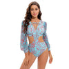 Surfing Swimsuit For Women Bikini Long Sleeve Swimwear Tiger Print Push Up Summer Bath Suit Two Piece Surfing Rash Guard Bikini Long Sleeve Swimsuit Set by Stevvex