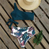 Bikinis Women New One Shoulder Swimwear High Waist Swimsuit Bandage Bathing Suits Beach Wear Female Lace Two Piece Swim Dress with Bikini Bottom Bathing Suits by Stevvex