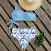 Bikinis Women New One Shoulder Swimwear High Waist Swimsuit Bandage Bathing Suits Beach Wear Female Lace Two Piece Swim Dress with Bikini Bottom Bathing Suits by Stevvex