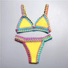 Handmade Women Bikini Crochet Knit Swimwear Halter Patchwork Bathing Suit Women's Swimsuit Strappy Side 2 Piece Bikini Set Triangle Beach Swimwear by Stevvex