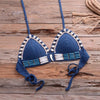 Vintage Blue Bikinis 2 Piece Halter Bikini Set Women High Waist Sequin Swimsuit Set Handmade Crochet High Quality Swimsuit Women Push Up Swimwear Knitted Beach Wear Bathing Suit by Stevvex
