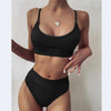 Female Swimsuit Women String Triangle Top Bikini Bottom Printed Push Up Swimsuit Bikini Sets Two Piece Split Button Beachwear Bathing Suit High Waist Bathing Suit High Cut by Stevvex