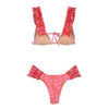 Female Swimsuit Women String Triangle Top Bikini Bottom Printed Push Up Swimsuit Bikini Sets Two Piece Split Button Beachwear Bathing Suit High Waist Bathing Suit High Cut by Stevvex